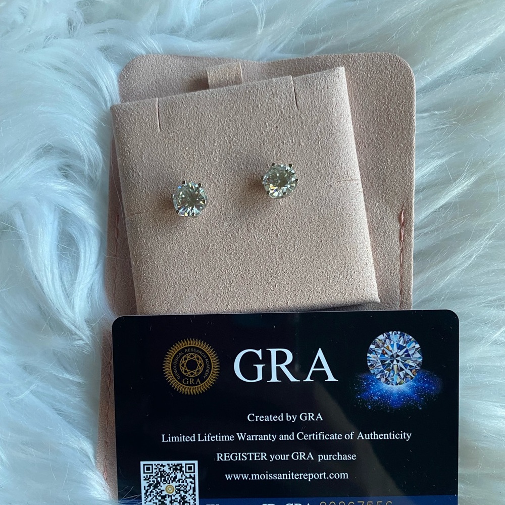 Huge 4ct Moissanite earrings 2 carats each VVS GRA studs push back earrings